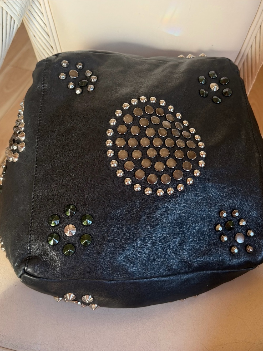 JIMMY CHOO Black Lambskin Studded Lohla Jane Two Way Tote. MINT! RT $ 2295. - Picture 8 of 16